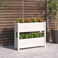 VidaXL Plantenbak 77x25x66 cm massief grenenhout wit - thumbnail
