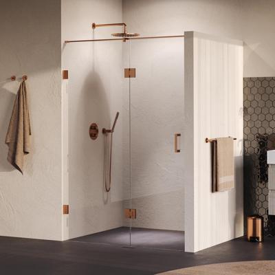 Brauer Void - Nisdeur - 2-Delig - Helder Glas - 130 x 200 cm - Omkeerbaar - met Draaideur 60 cm - Aan Glas - incl. Glascoating - PVD Koper