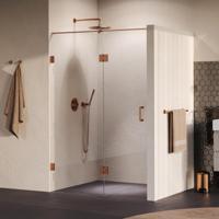 Brauer Void - Nisdeur - 2-Delig - Helder Glas - 130 x 200 cm - Omkeerbaar - met Draaideur 60 cm - Aan Glas - incl. Glascoating - PVD Koper - thumbnail