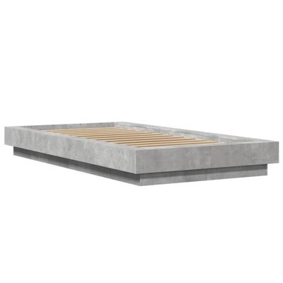 Bedframe met LED-verlichting bewerkt hout betongrijs 90x190 cm