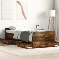 Bedframe met hoofd- en voeteneinde gerookt eikenkleur 90x190 cm - thumbnail