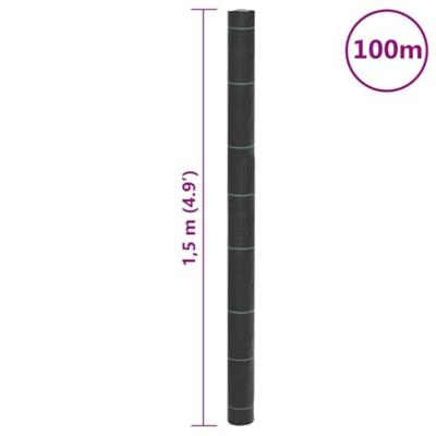Worteldoek 1,5x100 m polypropeen zwart - thumbnail