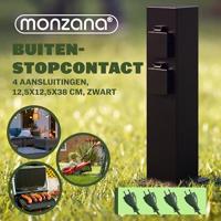 Tuincontactdoos Zwart 4 Stekker 38x12,5x12,5cm - thumbnail
