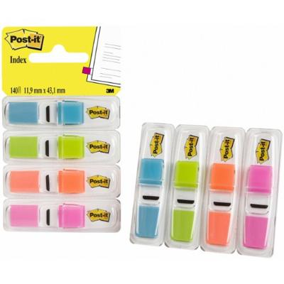 Post-it Index Smal, 4 x 35 tabs, turkoois, lichtgroen, oranje en roze