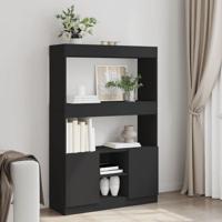 Hoge kast 92x33x140 cm bewerkt hout zwart - thumbnail
