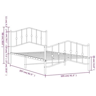 Bedframe met hoofd- en voeteneindemetaal wit 100x200 cm