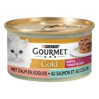 Gourmet Gold Hartig Torentje Duo met zalm en koolvis natvoer kat (24x85 g) 2 trays (24 x 85 g) - thumbnail