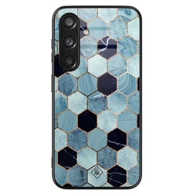 Samsung Galaxy S24 glazen hardcase - Blue cubes