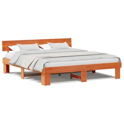 Bedframe Wasbruin 200 x 200 cm Massief grenenhout Bedframe Wasbruin 200 x 200 cm Massief grenenhout