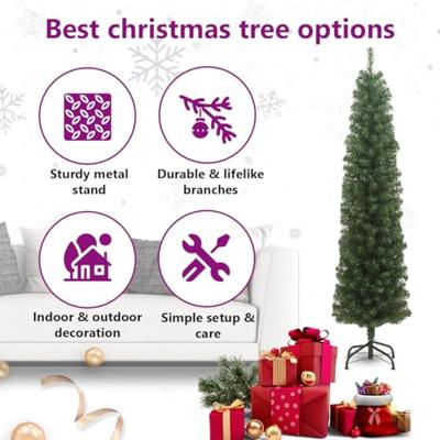 VidaXL Kunstkerstboom met standaard smal 210 cm pvc groen