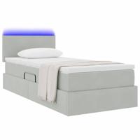 Opbergbed met LED met matras Lichtgrijs 90 x 190 cm Fluweel - thumbnail