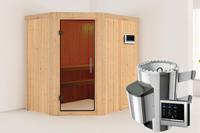 Karibu | Saja Sauna | Antracietglas | Biokachel 3,6 kW Externe Bediening - thumbnail