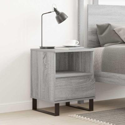 Nachtkastje 40x35x50 cm bewerkt hout grijs sonoma eikenkleurig