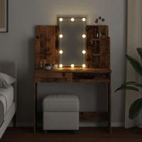 Kaptafel met LED-verlichting 96x40x142 cm oud houtkleurig - thumbnail