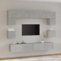 8-delige Tv-meubelset bewerkt hout betongrijs - thumbnail