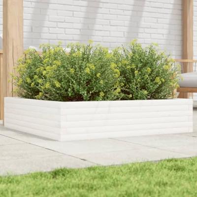 VidaXL Plantenbak 100x100x23 cm massief grenenhout wit