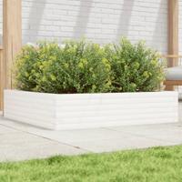 VidaXL Plantenbak 100x100x23 cm massief grenenhout wit - thumbnail