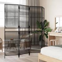 Kamerscherm 4 panelen poly rattan zwart - thumbnail