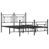 Bedframe met hoofd- en voeteneinde metaal zwart 140x190 cm - thumbnail