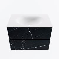 MONDIAZ VICA 70cm badmeubel onderkast Marquina 2 lades. Wastafel MOON midden 1 kraangat, kleur Talc. - thumbnail