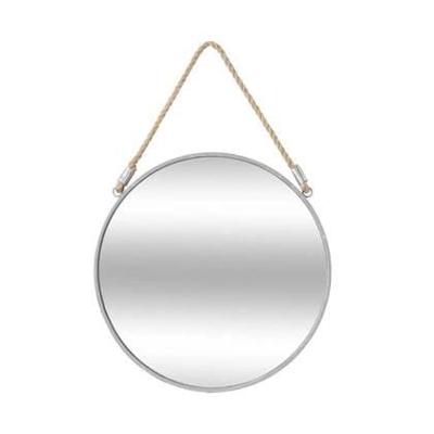 Atmosphera Wandspiegel rond - zilver - met riem - metaal - 38 cm