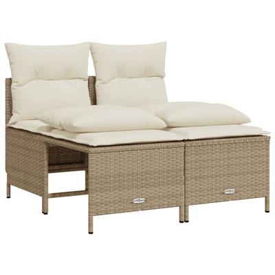 5-delige Loungeset met kussens poly rattan beige - thumbnail