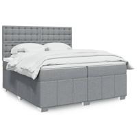 Boxspring met matras stof lichtgrijs 200x200 cm - thumbnail