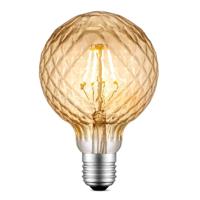 Edison Vintage LED filament lichtbron Globe - Amber - G95 Deco - Retro LED lamp - 9.5/9.5/13.5cm - geschikt voor E27 fitting - Dimbaar - 4W 400lm 2700K - warm wit licht - thumbnail