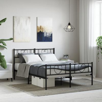 Bedframe met voetbord zonder matras metaal zwart 160x200 cm