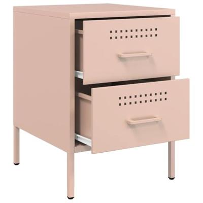 Nachtkastjes 2 st 36x39x50,5 cm staal roze