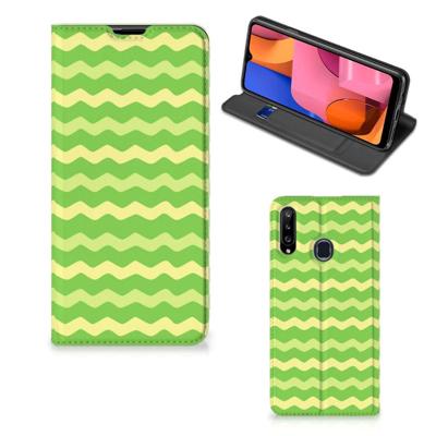 Samsung Galaxy A20s | Hoesje met Magneet | Waves Green Samsung Galaxy A20s | Hoesje met Magneet | Waves Green