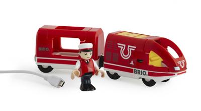 BRIO World Oplaadbare rode passagierstrein met USB kabel