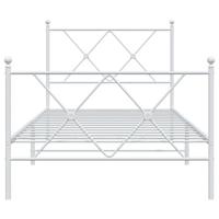 Bedframe met hoofd- en voeteneinde metaal wit 90x190 cm - thumbnail