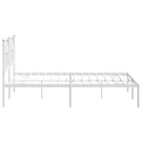 Bedframe met hoofdbord metaal wit 150x200 cm - thumbnail