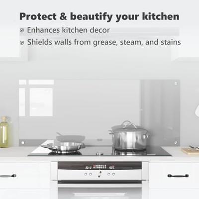 VidaXL Keuken spatscherm lichtgrijs 120 x 50 cm gehard glas