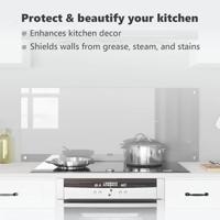 VidaXL Keuken spatscherm lichtgrijs 120 x 50 cm gehard glas - thumbnail