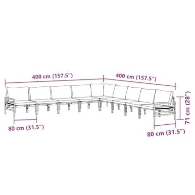 Tuinbankenset met kussen 9 pcs Zwart Staal
