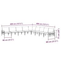 Tuinbankenset met kussen 9 pcs Zwart Staal - thumbnail