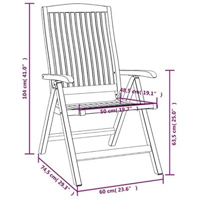 Tuinstoelen 6 st verstelbaar met kussens massief teakhout