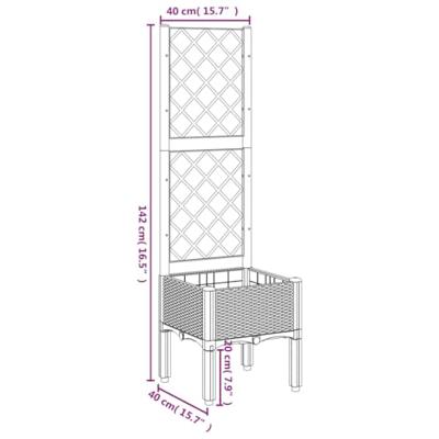 VidaXL Plantenbak met latwerk 40x40x142 cm polypropeen zwart VidaXL Plantenbak met latwerk 40x40x142 cm polypropeen zwart