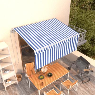Luifel automatisch uittrekbaar met rolgordijn 3x2,5 m blauw wit