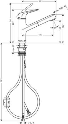Hansgrohe Focus M42 ééngreeps keukenmengkraan 150 met uittrekbare uitoop, rvs look