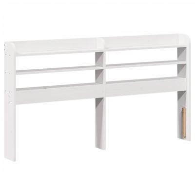 Bedframe met hoofdbord massief grenenhout wit 140x190 cm - thumbnail