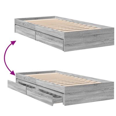 Bedframe met lades bewerkt hout grijs sonoma eiken 100x200 cm