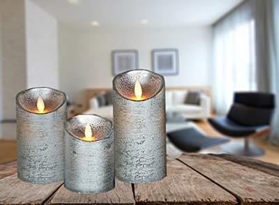 LED Kaars Wax Zilver 10cm - thumbnail