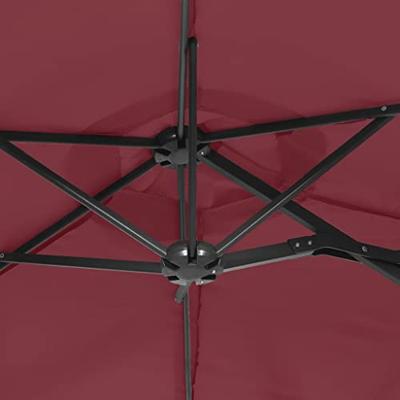 VidaXL Parasol dubbel dak met led 316x240 cm bordeauxrood