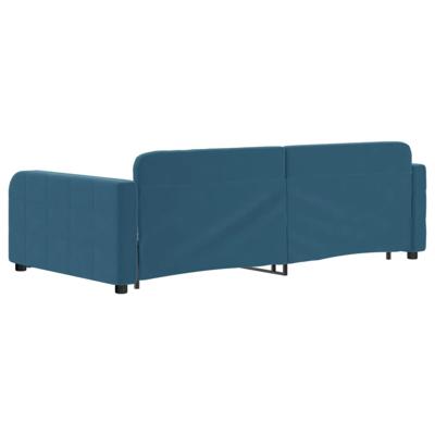 Slaapbank met onderschuifbed 100x200 cm fluweel blauw