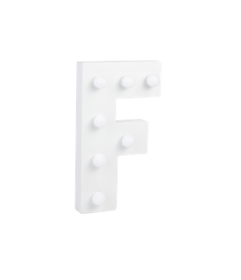Letter F met licht hoogte 17 cm breedte 9,5 cm Letter F met licht hoogte 17 cm breedte 9,5 cm