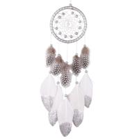 Witte Dream Catcher muur auto opknoping decoratie zilveren veer kern kraal handgemaakte Dream Catcher - thumbnail