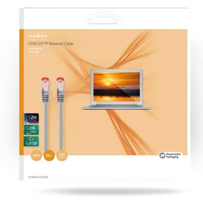 Nedis CAT6 Netwerkkabel | RJ45 Male | RJ45 Male | S/FTP | 20.0 m | Rond | LSZH | Grijs | Doos - CCGB85221GY200